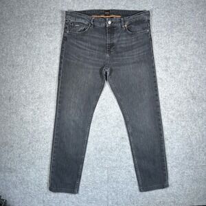 Hugo Boss Denim Jeans Mens 36x32 Grey Delano Slim Tapered Fit Designer Casual